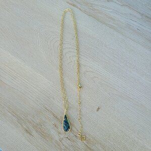 Kendra Scott Payton Gold Necklace in Bronze Veined Lapis Turquoise Magnesite